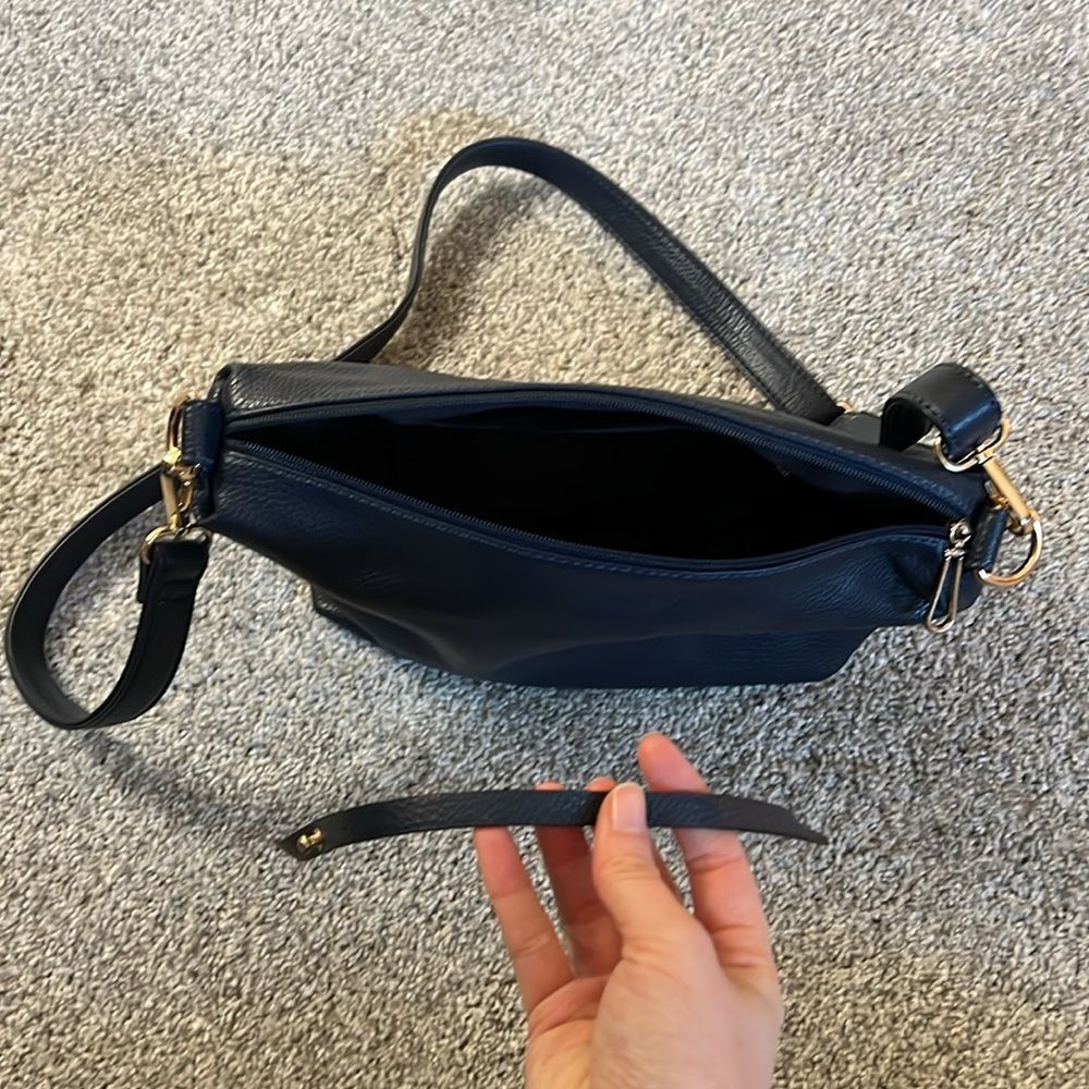 Navy Blue Brandless Plain Crossbody Purse w/ Adjustable Strap - Picture 8 of 10